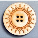 Bouton Mandala rond en merisier russe 3mm