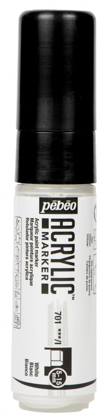 ACRYLIC MARKER POINTE 3EN1 5-15 MM BLANC - 701