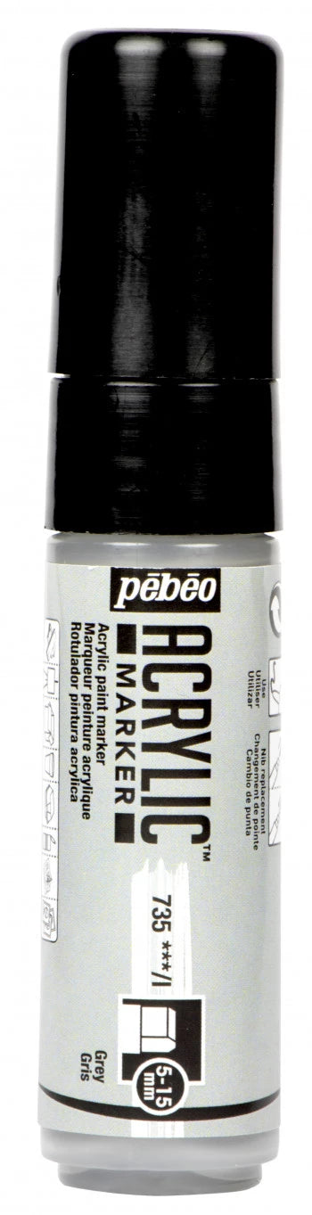 ACRYLIC MARKER POINTE 3EN1 5-15 MM GRIS