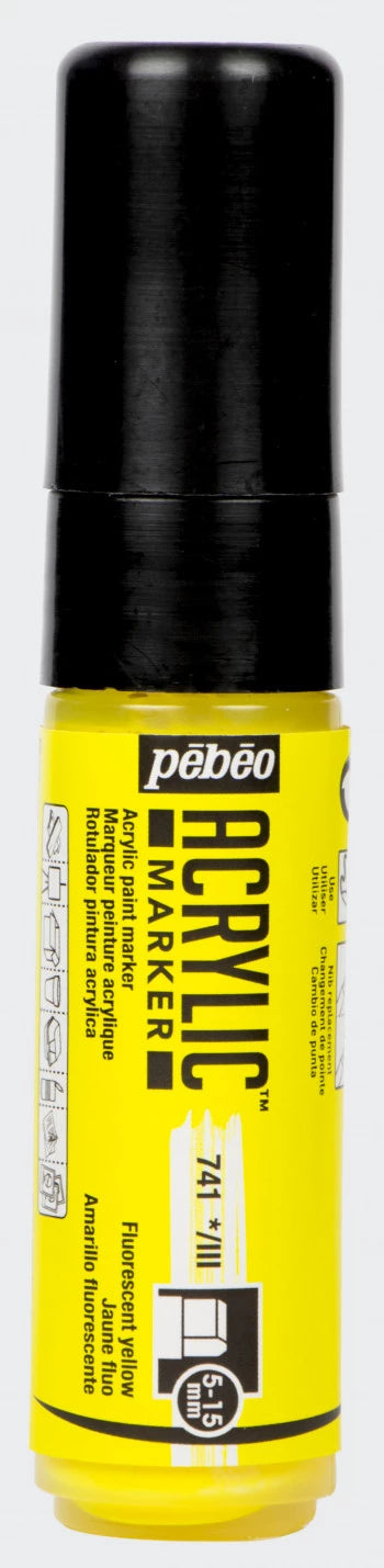 ACRYLIC MARKER POINTE 3EN1 5-15 MM JAUNE FLUO