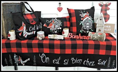 Red checkered cushion cover 18x18